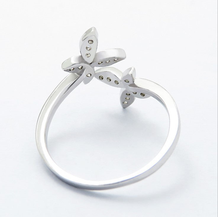 🦋 Sterling Silver Adjustable Butterfly Ring – Gem-Set Elegant Women’s Jewelry - Daily Cozy Closet