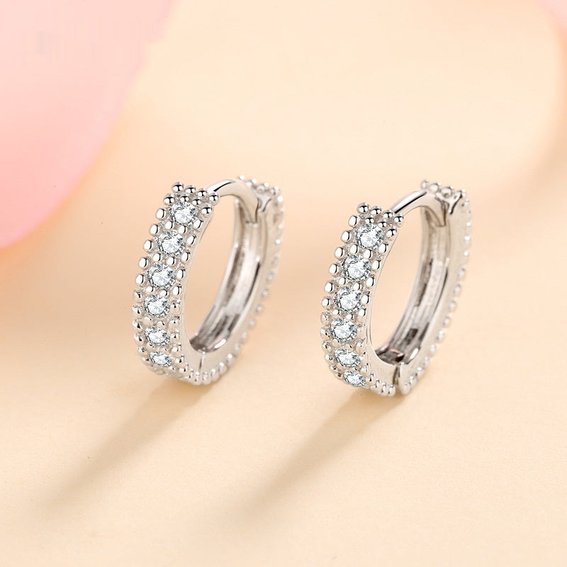 💎 S925 Silver Earrings Female Inlaid D Color Moissanite Ear Ring - Daily Cozy Closet