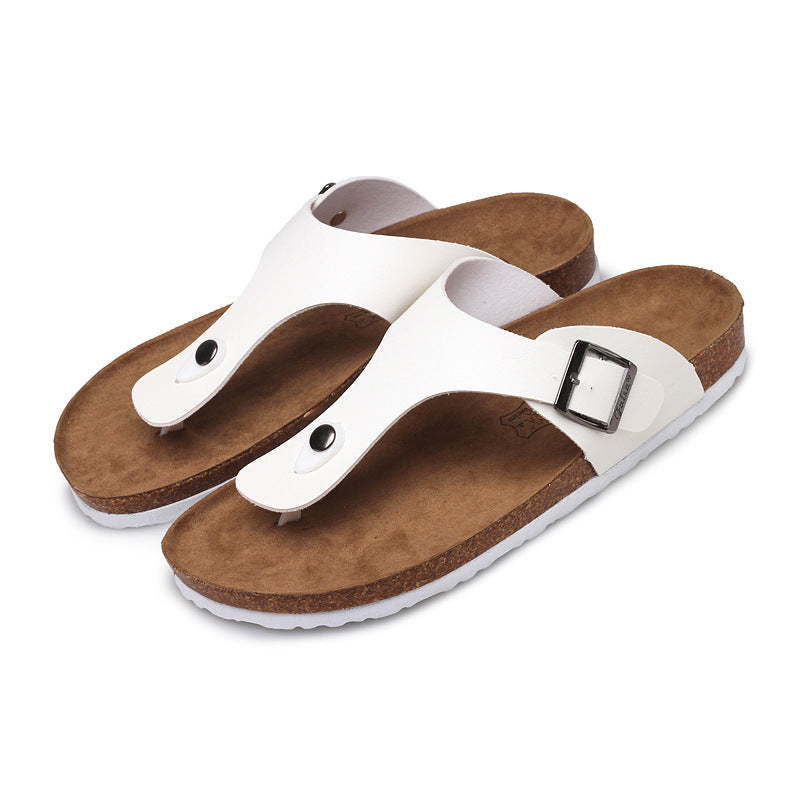 🩴 Slippers Summer Flip-Flops Beach Shoes Couples Cork Leisure Flip Flops - Daily Cozy Closet