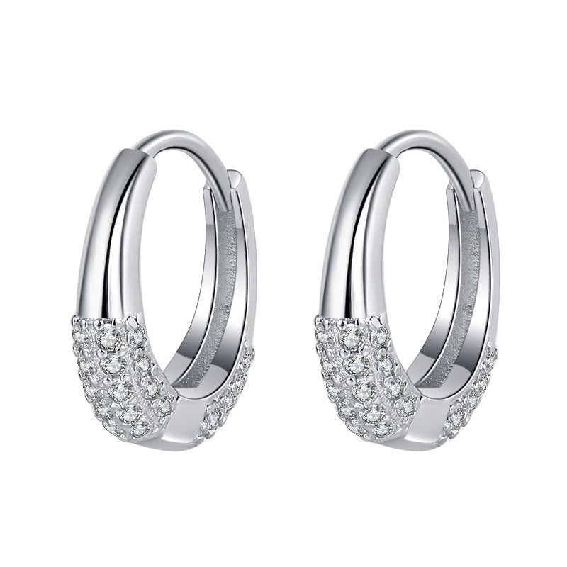 💎 Sterling Silver S925 French Oval Minimal Design Diamond Set Zircon Earrings - Daily Cozy Closet
