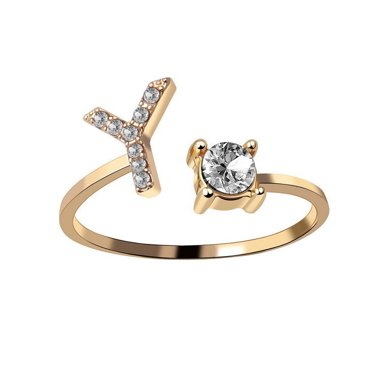 New Design Adjustable 26 Initial Letter Ring Fashion Jewelry For Women Simple Elegant Jewelry - Daily Cozy Closet