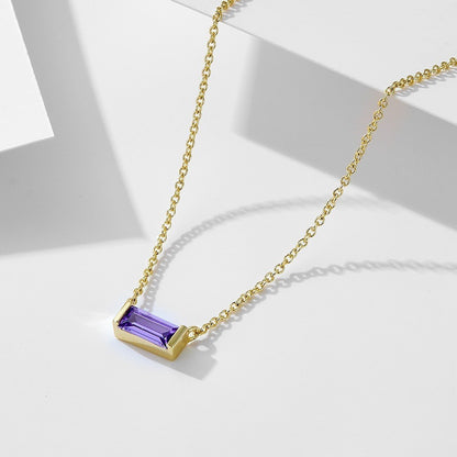 💎 925 Sterling Silver Twelve Birthstone Square Clavicle Chain Women's Simple - Daily Cozy Closet