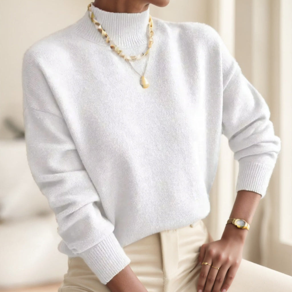 👚 Women's Solid High Neck Long Sleeve Top – Sleek, Minimal, Everyday Style - Daily Cozy Closet