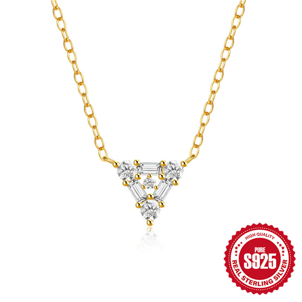 💎 S925 Sterling Silver Personalized Triangle Diamond Short Necklace For Ladies - Daily Cozy Closet