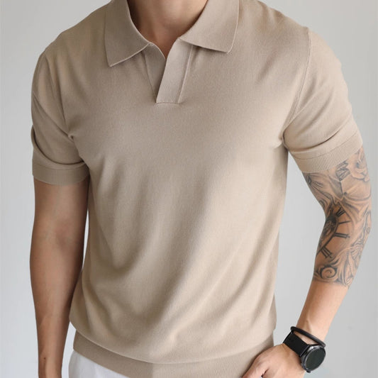 ❄️ Cool & Refined – Summer Ice Silk Lapel Knitwear for Men - Daily Cozy Closet