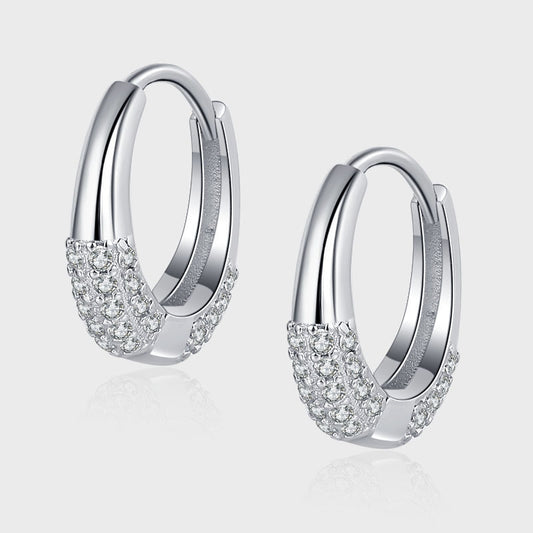💎 Sterling Silver S925 French Oval Minimal Design Diamond Set Zircon Earrings - Daily Cozy Closet