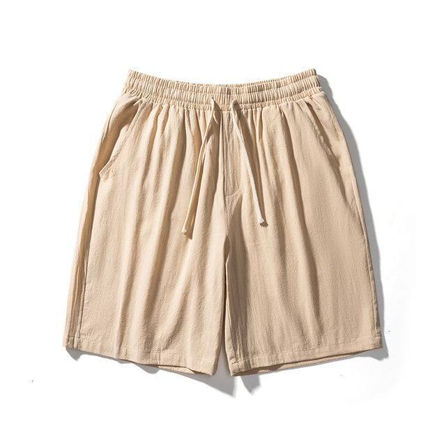 ☀️ Cotton Line Shorts for Men – Summer Elastic Waist Casual Comfort - Daily Cozy Closet