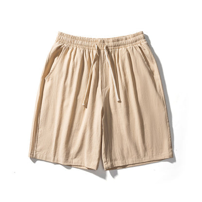 ☀️ Cotton Line Shorts for Men – Summer Elastic Waist Casual Comfort - Daily Cozy Closet
