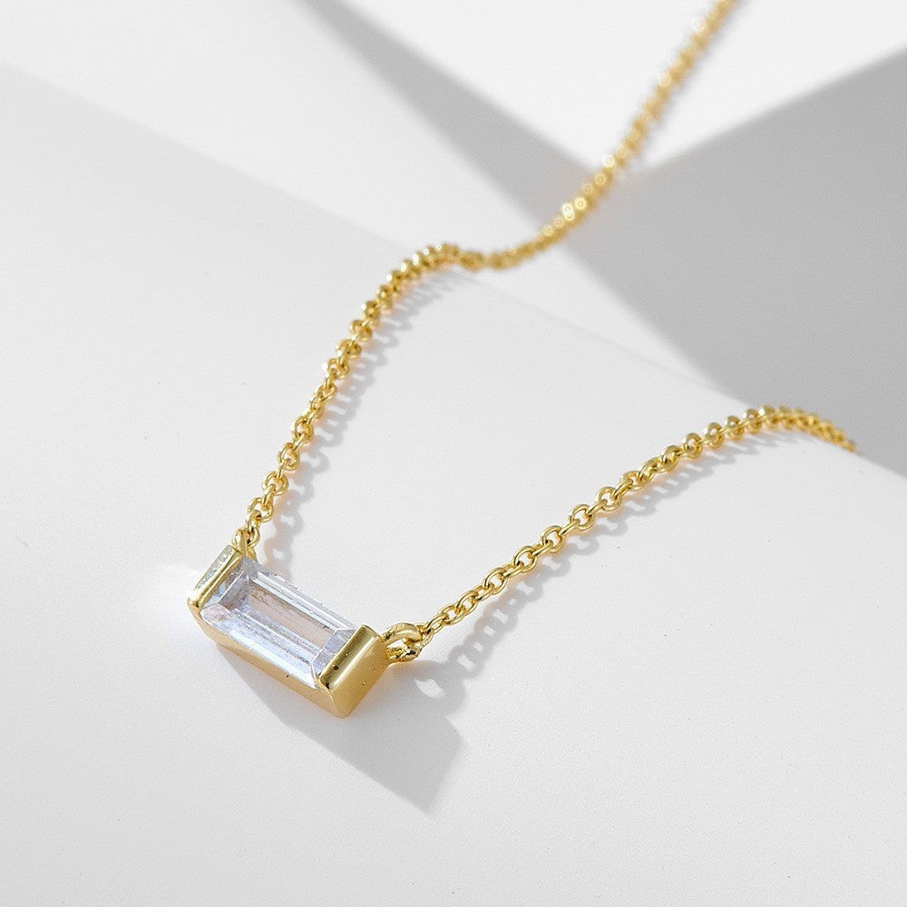 💎 925 Sterling Silver Twelve Birthstone Square Clavicle Chain Women's Simple - Daily Cozy Closet