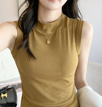 👚 Round-neck Thread Sleeveless Fiber Covering Vest Sling - Daily Cozy Closet