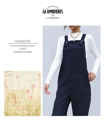 🍂 Cozy & Effortless – Women’s Autumn Corduroy Suspender Pants - Daily Cozy Closet