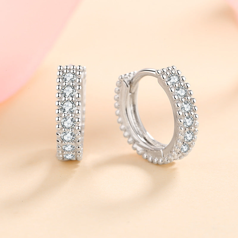 💎 S925 Silver Earrings Female Inlaid D Color Moissanite Ear Ring - Daily Cozy Closet