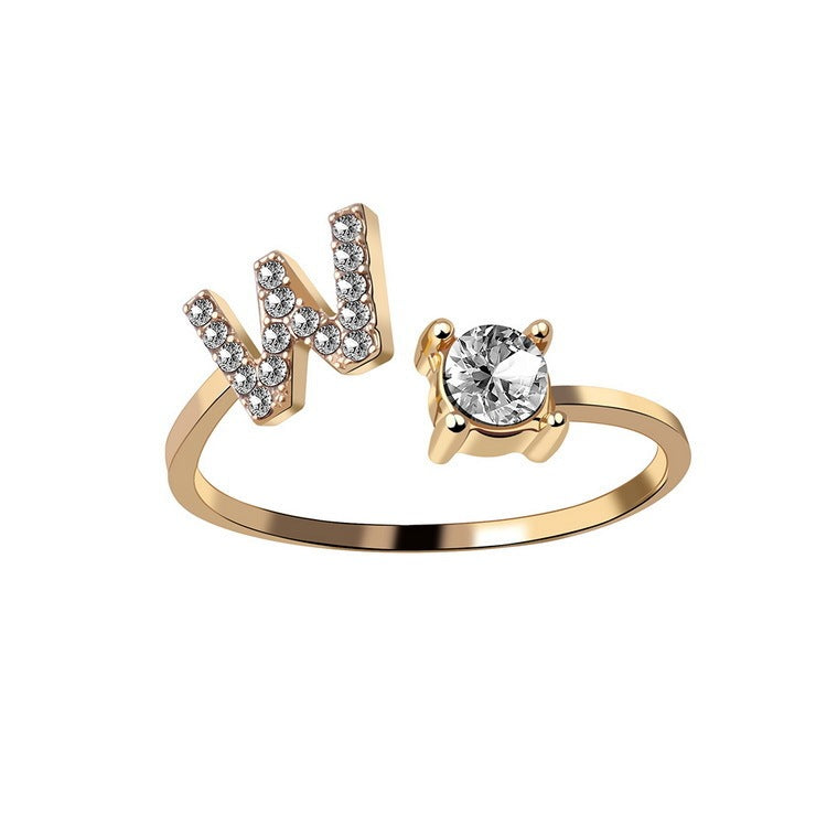 New Design Adjustable 26 Initial Letter Ring Fashion Jewelry For Women Simple Elegant Jewelry - Daily Cozy Closet