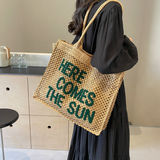 👜 Breezy, Bold & Ready to Go – Woven Hollow Straw Tote Shoulder Bag - Daily Cozy Closet