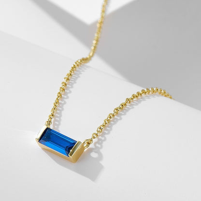 💎 925 Sterling Silver Twelve Birthstone Square Clavicle Chain Women's Simple - Daily Cozy Closet