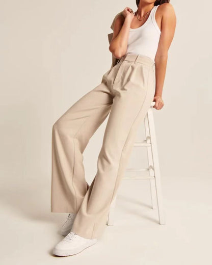 👖 Effortlessly Polished – High Waist Wide-Leg Trousers with Pockets - Daily Cozy Closet