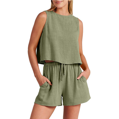 🌞 Light & Made for Summer – Women's Sleeveless Top & Drawstring Shorts Set - Daily Cozy Closet