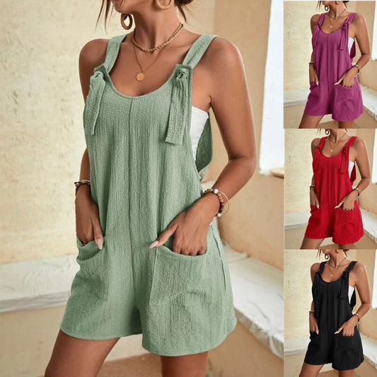 ☀️ Breezy & Stylish – Summer Suspender Shorts Jumpsuit with Pockets - Daily Cozy Closet