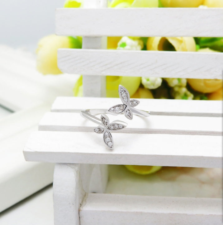 🦋 Sterling Silver Adjustable Butterfly Ring – Gem-Set Elegant Women’s Jewelry - Daily Cozy Closet