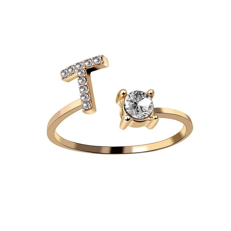 New Design Adjustable 26 Initial Letter Ring Fashion Jewelry For Women Simple Elegant Jewelry - Daily Cozy Closet