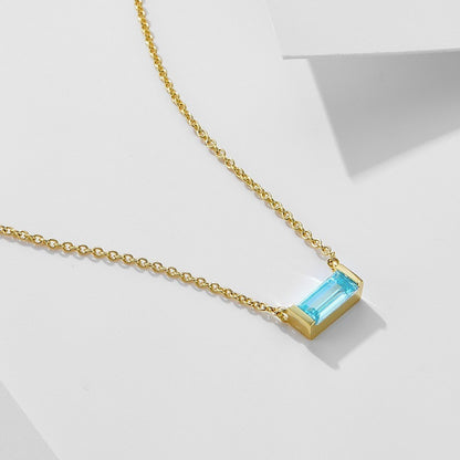 💎 925 Sterling Silver Twelve Birthstone Square Clavicle Chain Women's Simple - Daily Cozy Closet