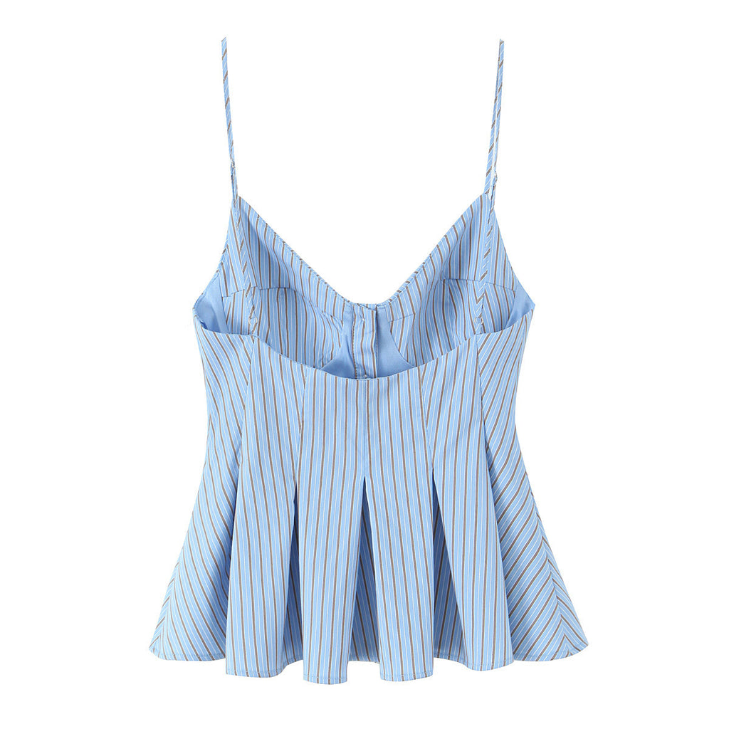 👚 Single-breasted Wide Pleated Skirt Hem Slim Short Women's Vest - Daily Cozy Closet