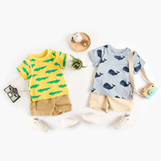 🐳 Cute & Comfy – Summer Cartoon Baby Boy Outfit Set - Daily Cozy Closet