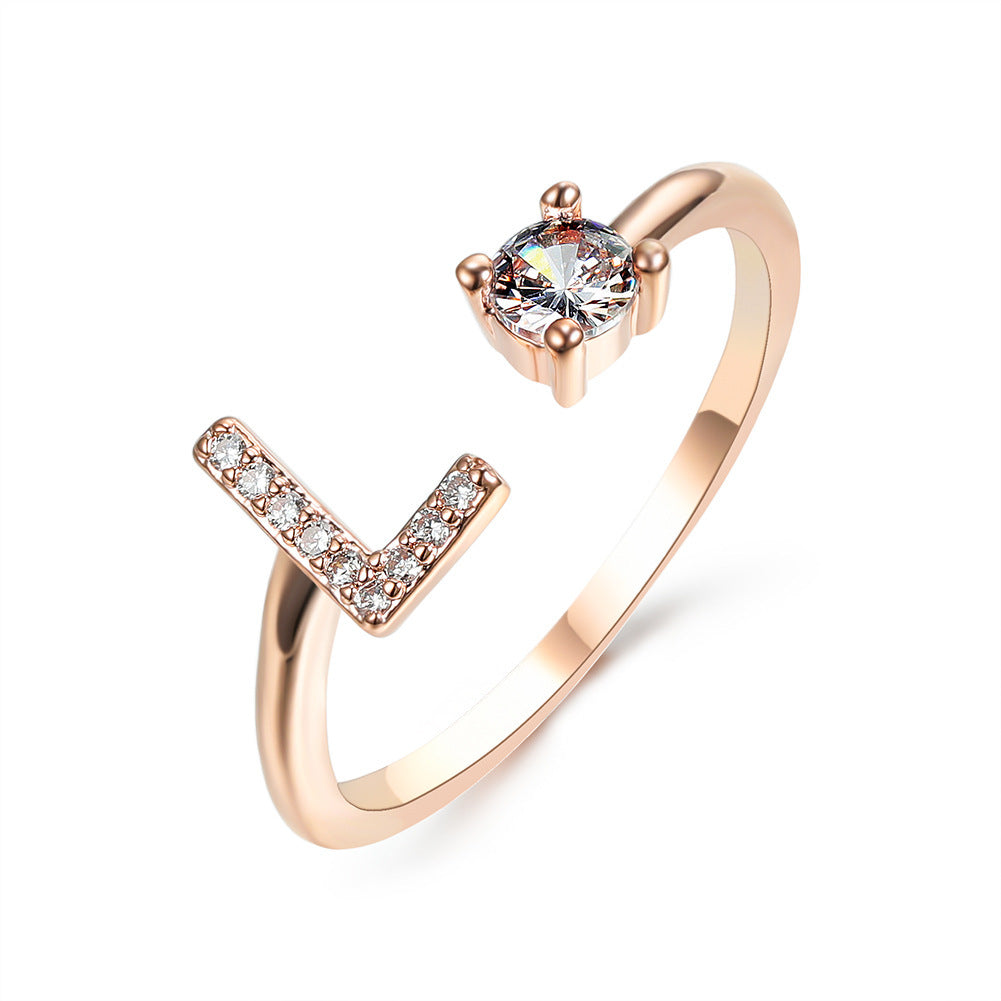 New Design Adjustable 26 Initial Letter Ring Fashion Jewelry For Women Simple Elegant Jewelry - Daily Cozy Closet