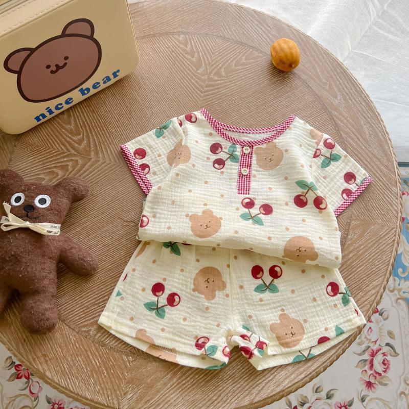 🍒 Soft, Sweet & Perfect for Play – Baby Girl Cotton Yarn Thin Suit (Top + Shorts Set) - Daily Cozy Closet