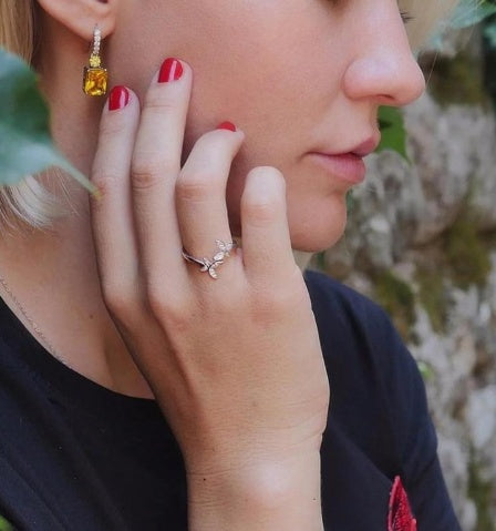 🦋 Sterling Silver Adjustable Butterfly Ring – Gem-Set Elegant Women’s Jewelry - Daily Cozy Closet