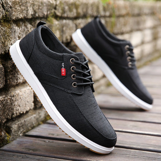 Men's Lace-up Canvas Shoes Casual Men Breathable Walking Flats Shoes - Daily Cozy Closet