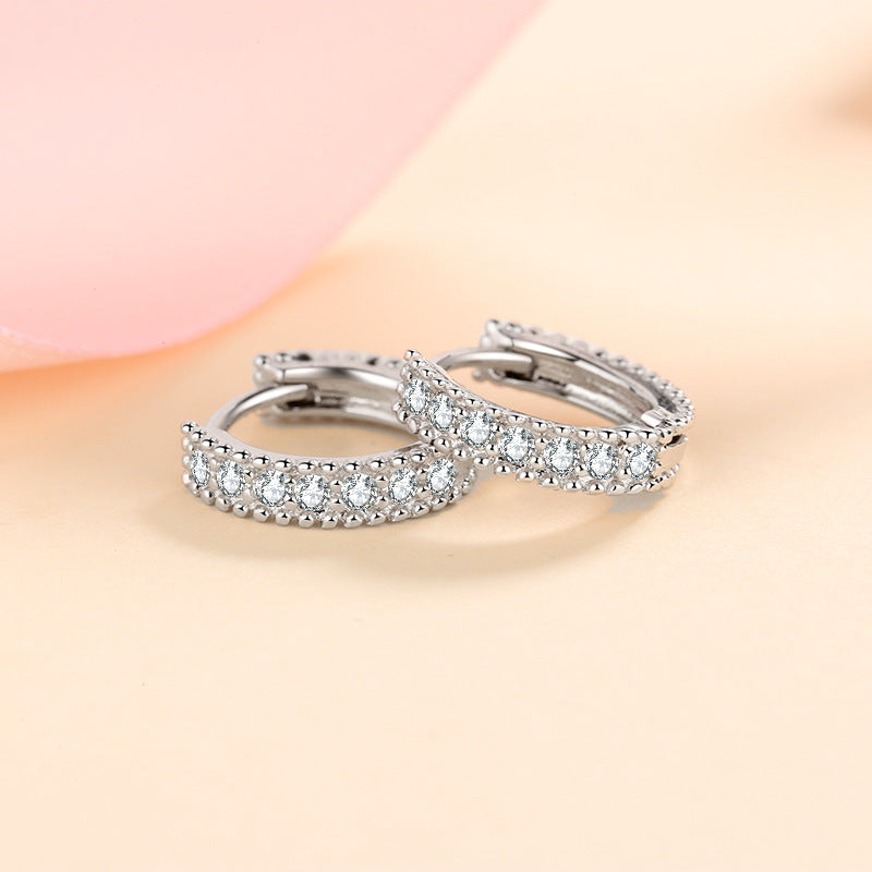💎 S925 Silver Earrings Female Inlaid D Color Moissanite Ear Ring - Daily Cozy Closet