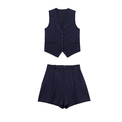 🌿  Summer-Ready – Women’s Linen Blend Sleeveless Top & Shorts Set - Daily Cozy Closet