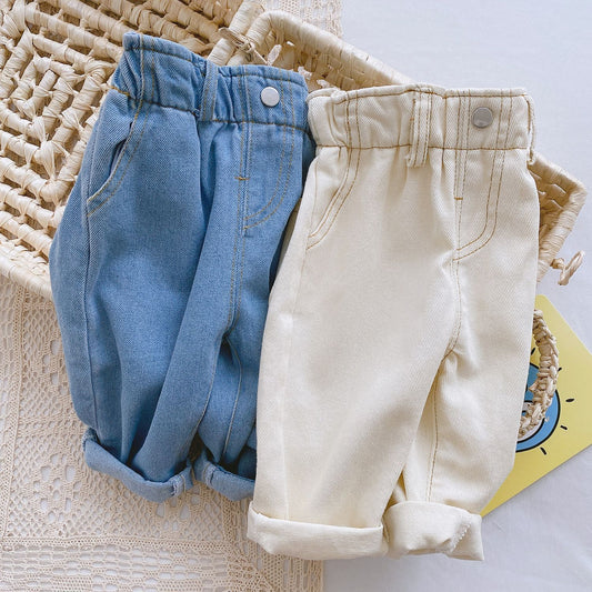 Baby Solid Color Casual High Waist Soft Jeans - Daily Cozy Closet