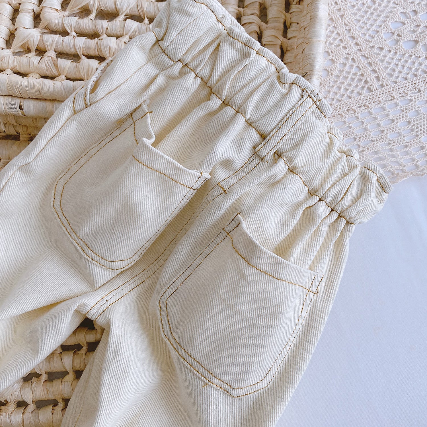 Baby Solid Color Casual High Waist Soft Jeans - Daily Cozy Closet