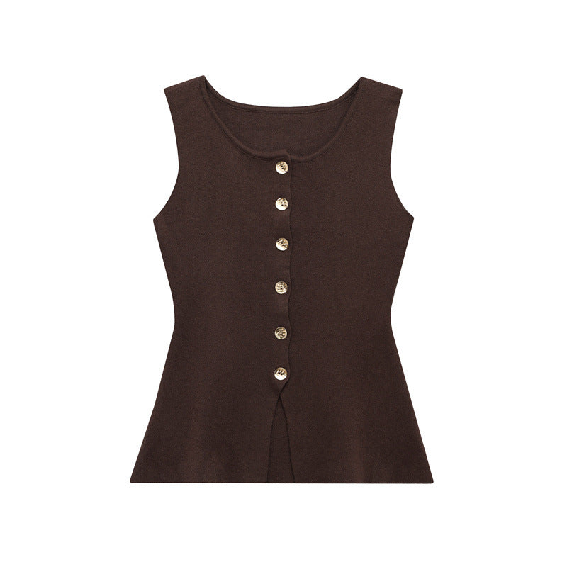 🖤 Effortless Edge – European & American Style Button-Up Knit Vest - Daily Cozy Closet