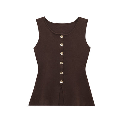 🖤 Effortless Edge – European & American Style Button-Up Knit Vest - Daily Cozy Closet