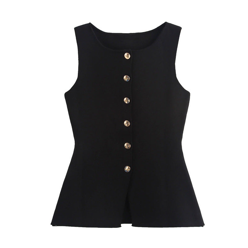 🖤 Effortless Edge – European & American Style Button-Up Knit Vest - Daily Cozy Closet
