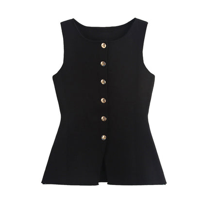 🖤 Effortless Edge – European & American Style Button-Up Knit Vest - Daily Cozy Closet