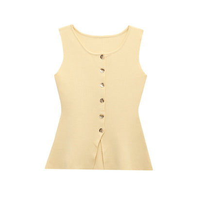 🖤 Effortless Edge – European & American Style Button-Up Knit Vest - Daily Cozy Closet
