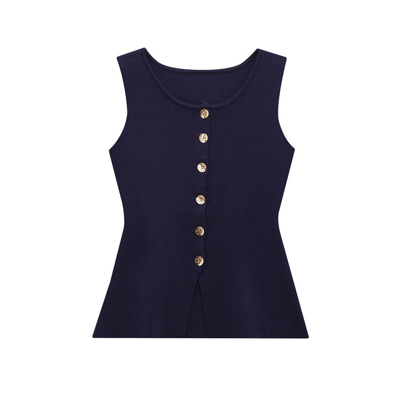 🖤 Effortless Edge – European & American Style Button-Up Knit Vest - Daily Cozy Closet