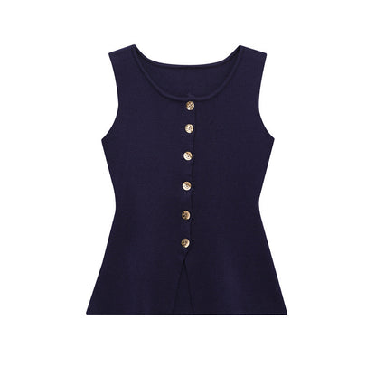 🖤 Effortless Edge – European & American Style Button-Up Knit Vest - Daily Cozy Closet