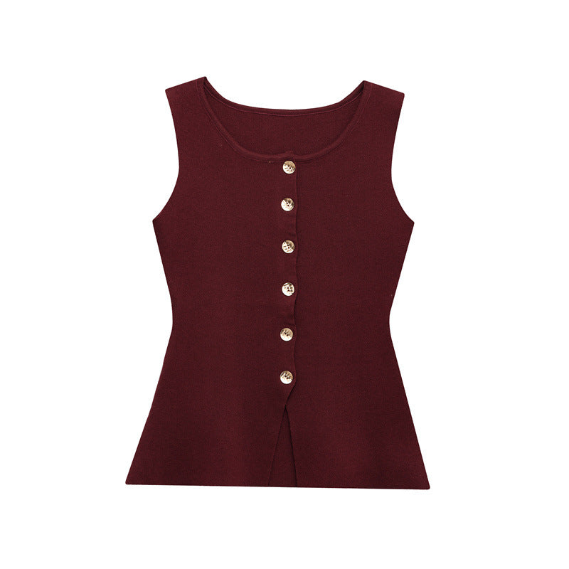 🖤 Effortless Edge – European & American Style Button-Up Knit Vest - Daily Cozy Closet