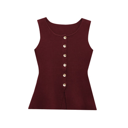 🖤 Effortless Edge – European & American Style Button-Up Knit Vest - Daily Cozy Closet