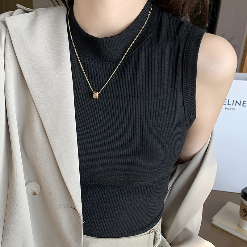 👚 Round-neck Thread Sleeveless Fiber Covering Vest Sling - Daily Cozy Closet