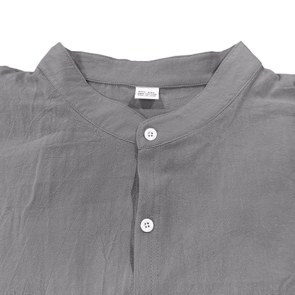 👔 Stylish Long Sleeve Stand Collar Shirt with Pockets – Casual Comfort for Men - Daily Cozy Closet