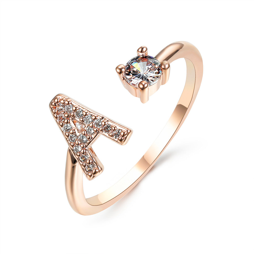 New Design Adjustable 26 Initial Letter Ring Fashion Jewelry For Women Simple Elegant Jewelry - Daily Cozy Closet