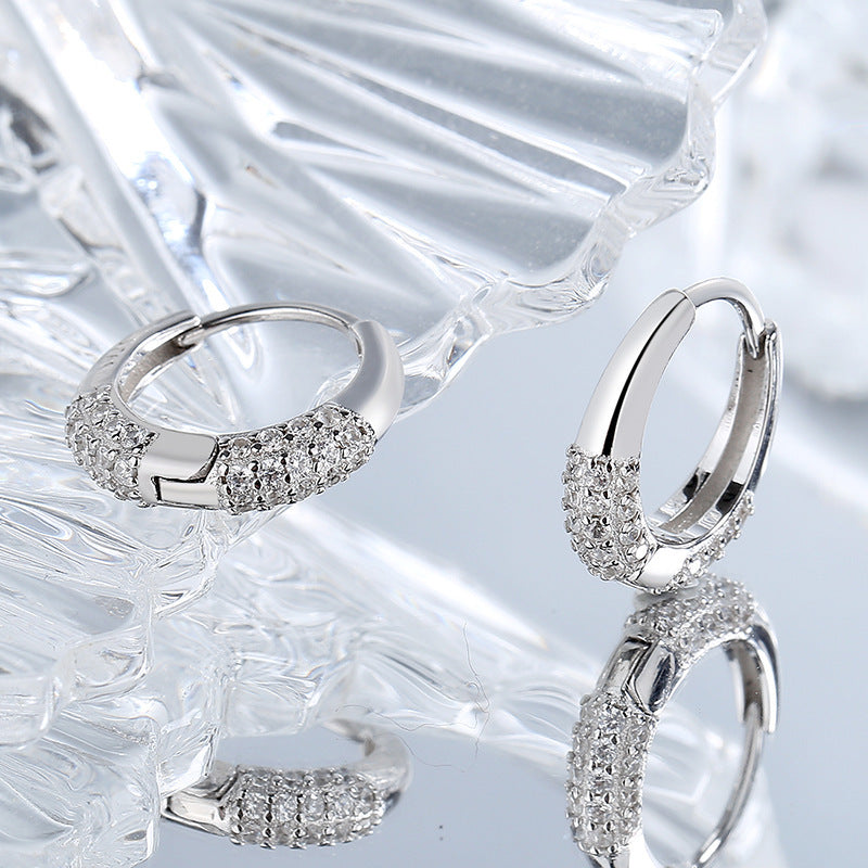 💎 Sterling Silver S925 French Oval Minimal Design Diamond Set Zircon Earrings - Daily Cozy Closet
