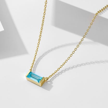 💎 925 Sterling Silver Twelve Birthstone Square Clavicle Chain Women's Simple - Daily Cozy Closet