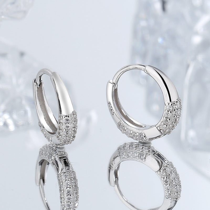 💎 Sterling Silver S925 French Oval Minimal Design Diamond Set Zircon Earrings - Daily Cozy Closet